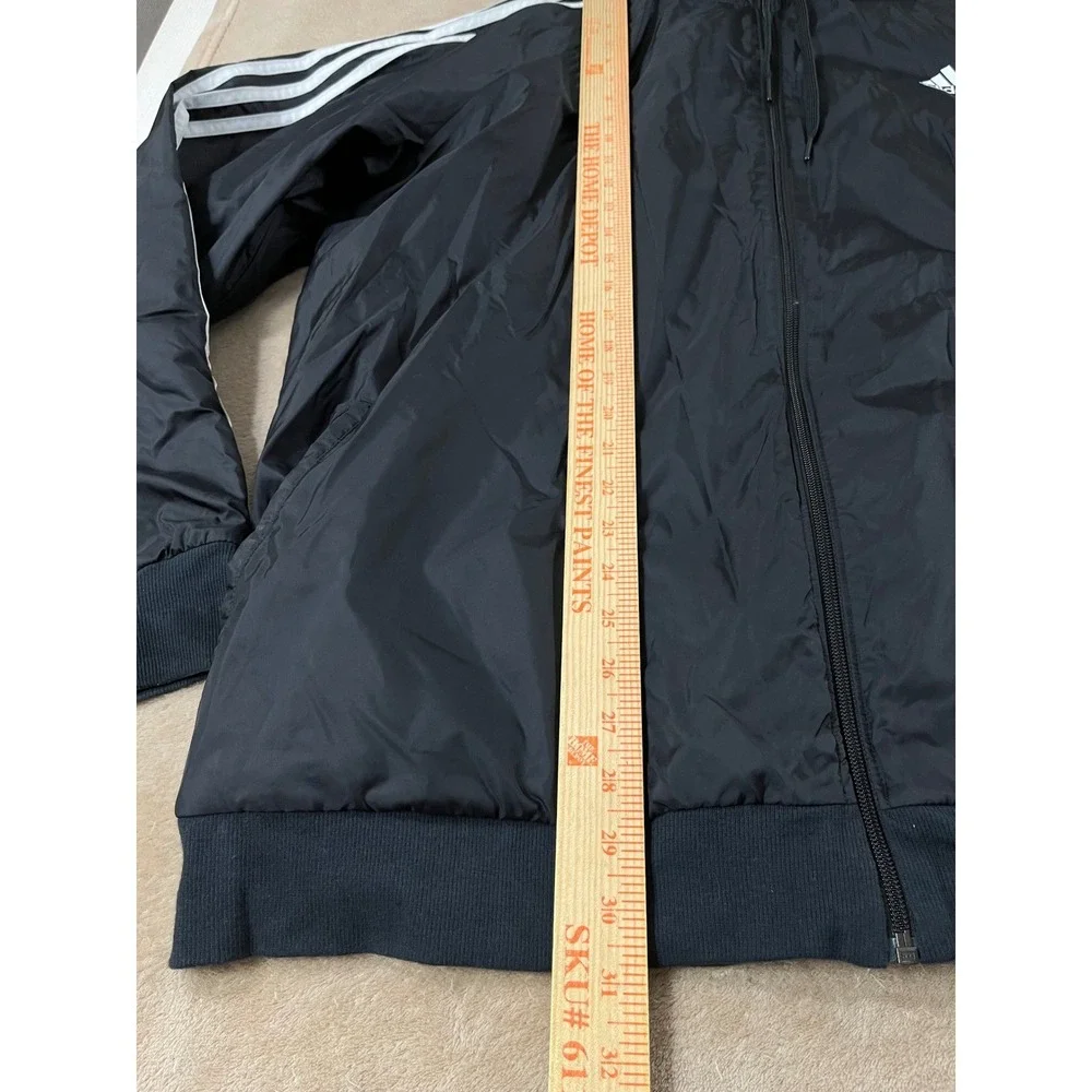 Adidas Reversible Hooded 3‎ Stripe Jacket Size 2XL Black Grey White Full zip